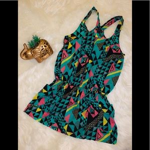 F21 pattern peplum racerback tank top